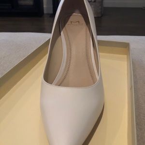 Marc Fisher white leather block heel pump